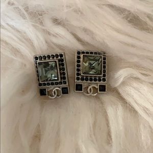 CHANEL Stud Crystal Earrings